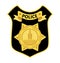 Police badge vector. Sheriff, marshal label illustrations. Law enforcement emblems for national days