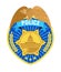 Police badge vector. Sheriff, marshal label illustrations. Law enforcement emblems for national days