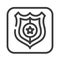 Police black line icon. Officer badge. Public navigation. Pictogram for web page, mobile app, promo. UI UX GUI design