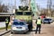 Police on Block post at entrance to Kyiv as quarantine measures to prevent of coronavirus COVID19. Kyiv, Ukraine.03-2020