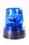 Police blue siren strobe studio photo. Emergency Light blue, spinning beacon. Glowing siren for cars. Fire protection