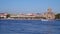 A police boat sails on the Neva River in St. Petersburg