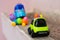 Police car model with car crash toy kids