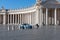 A police car presides over the deserted Piazza San Pietro.