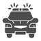 Police car solid icon, Public transport concept, police sign on white background, Patrol automobile icon in glyph style