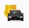 Police car vector illustration, cop auto, urban patrol automobile