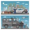 Police car vector policeman character and policy vehicle of policeman illustration backdrop set of police-officers