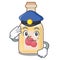 Police cartoon apple cider in a glass