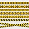 Police caution danger line. Warning barrier. Black and yellow security vector ribbon.