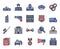 Police color linear vector icons set