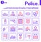 Police color linear vector icons set