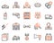 Police color linear vector icons set