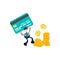 police and credit card finance service cartoon flat design illustration