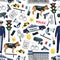 Police crime and law seamless pattern