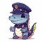 Police crocodile baby cartoon design. Crocodile police on a white background. Colorful crocodile wearing police suits design for