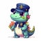 Police crocodile baby cartoon design. Cute crocodile baby police cartoon illustration on a white background. Colorful crocodile