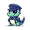 Police crocodile baby cartoon design. Cute crocodile baby police cartoon illustration on a white background. Colorful crocodile