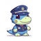 Police crocodile baby cartoon design. Cute crocodile baby police cartoon illustration on a white background. Crocodile wearing