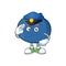 Police cute and fresh blueberry fruit character cartoon.