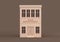 Police department building, miniature government property model flat and solid brown color, 3d Rendering