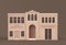 Police department,fire station and post office building, miniature government property model flat and solid brown color, 3d