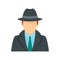 Police detective icon, flat style