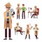 Police detective set. Inspector or investigator in hat with spying equipment and newspaper search vector concept