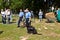 Police dogs show their discipline