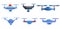 Police drone icons set, cartoon style