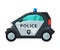 Police Electric Mini Car, Emergency Patrol Urban Vehicle Flat Vector Illustration