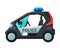 Police Electric Mini Car, Emergency Patrol Vehicle Flat Vector Illustration