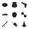 Police equipment, police, prisoners, protection of citizens.Police icon in set collection on black style vector symbol