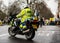Police escort for the Stop Trump`s Muslim Ban protest demonstration through central London.