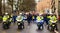 Police escort for the Stop Trump`s Muslim Ban protest demonstration through central London.