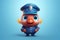 police fish, on a white background, in a police uniform generated by AI, generative assistant.