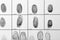 Police form with fingerprints, top view.