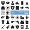Police glyph icon set, protection symbols collection, vector sketches, logo illustrations, safety signs solid pictograms