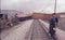 Police guard a train derailment in Bladesburg, Maryland