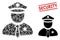 Police Guy Mosaic of Police Guy Icons and Grunge Security Seal