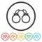 Police handcuff icon. Thin circle design. Vector illustration.
