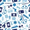 Police icons blue color seamless pattern