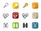 Police icons set. Flat design linear color styles