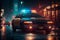 Police lights and Police car in New York. Police car with red and blue emergency. Emergency vehicle lighting.