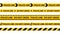Police line do not cross tape set. Yellow and black caution stripes collection. Danger area or crime scene zone stripes