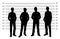 Police lineup. Mugshot background with silhouette of different men.