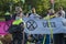 Police Man Guarding The Demonstrators The Rebellion Extinction Demonstration At Amsterdam South The Netherlands 21-9-2020