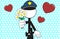 Police man pictogram cartoon background love