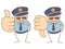 Police man thumbs up - down saying like and dislike