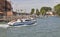 Police motor boat in Venice lagoon, Italy.