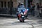 Police motor driving on Noordeinde on the Prince day Parade in The Hague